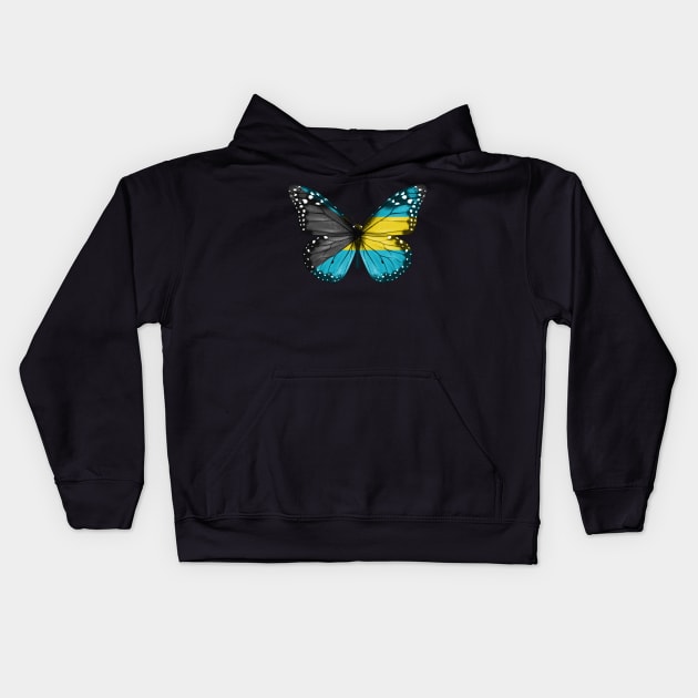 Bahamian Flag  Butterfly - Gift for Bahamian From Bahamas Kids Hoodie by Country Flags
